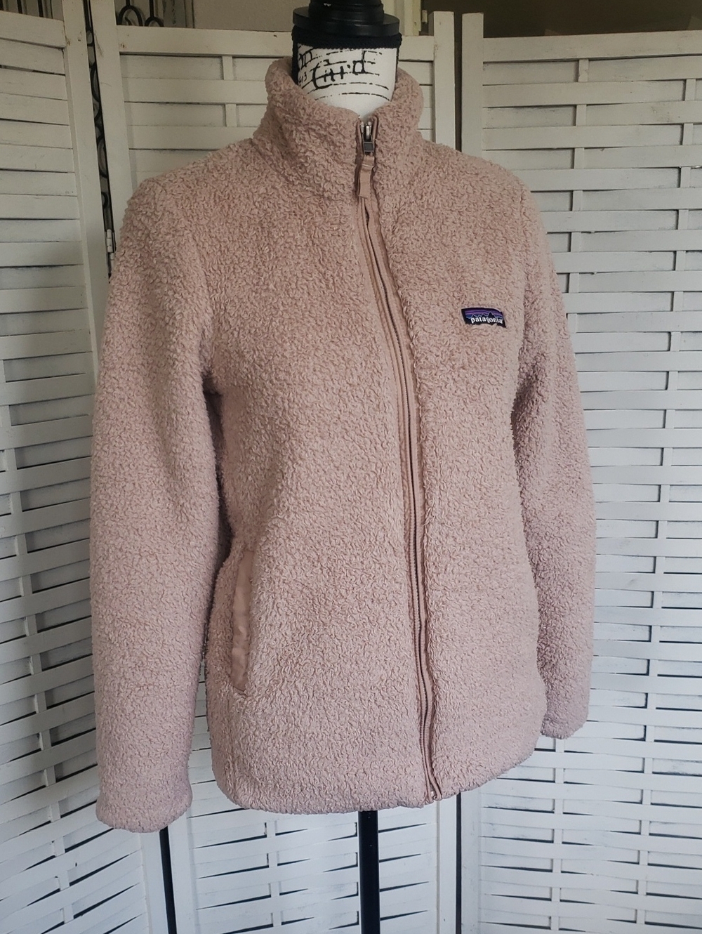 Patagonia Beige Teddy Fleece Full-Zip Jacket